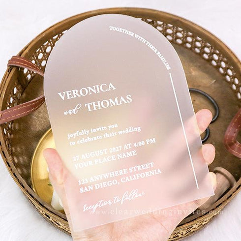 modern arch frosted design acrylic wedding invitations CWIA24 - Clear Wedding Invites