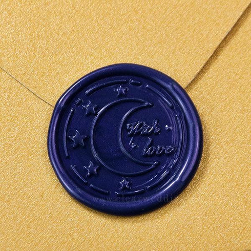 Celestial Midnight Blue Gold Moon Stars Quinceanera Acrylic Invitation CWIA151