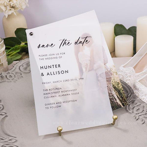 photo layer save the date vellum invitations CWISA22 - Clear Wedding Invites