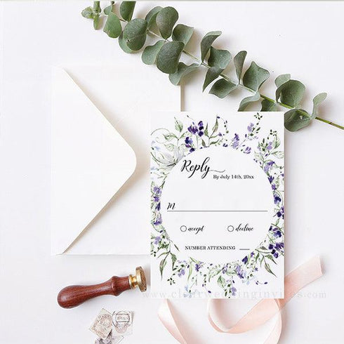 purple wildflowers garden arch acrylic wedding Invitation CWIA267 - Clear Wedding Invites