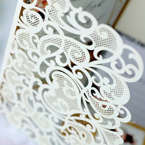 Burgundy pink and rose gold ivory Pocket Wedding Invitations CWIL104