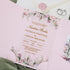 romantic elegant blush pink floral acrylic pocket wedding invitations CWIA269