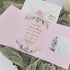 romantic elegant blush pink floral acrylic pocket wedding invitations CWIA269