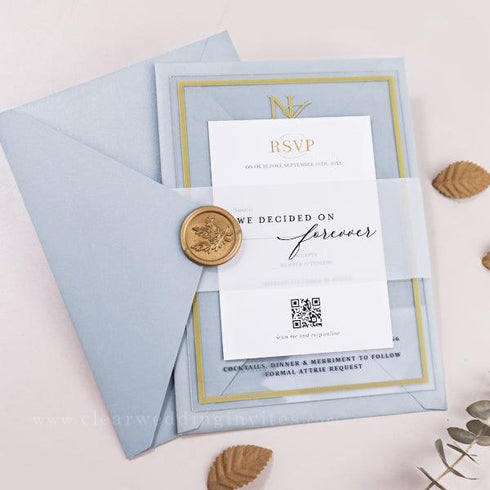 romantic gold calligraphy monogram acrylic wedding invites CWIA105