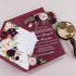 rustic burgundy pink floral acrylic clear wedding invites with floral envelope CWIA23