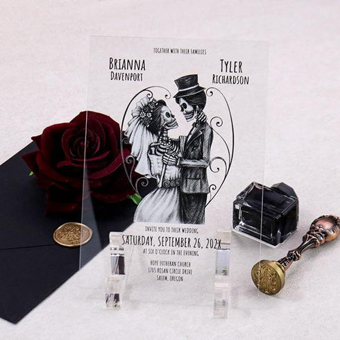 spooky acrylic wedding halloween invitations CWIA297