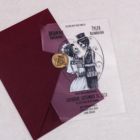 spooky acrylic wedding halloween invitations CWIA297