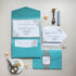 tiffany blue swirl pattern pocket wedding invitations with silver glitter liner CWIL41