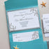 tiffany blue swirl pattern pocket wedding invitations with silver glitter liner CWIL41
