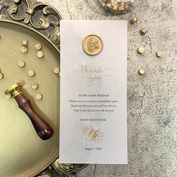 Black & Gold Vellum Thank You Cards with Rosemary Wax Seal CWIL42ME