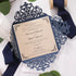 vintage navy blue champagne copper gold laser cut wedding invitations