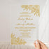 whimsical gold floral and leaf acrylic wedding invitation CWIA14