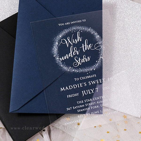 Under the Stars Sweet Sixteen Birthday Party Acrylic Invitation CWIA161