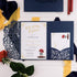 Beauty and the beast navy blue red rose pocket wedding invitations CWIL80