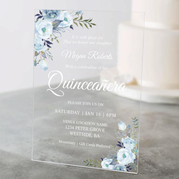 Unique Greenery Leaf Design with Gold Frame Acrylic Quinceanera