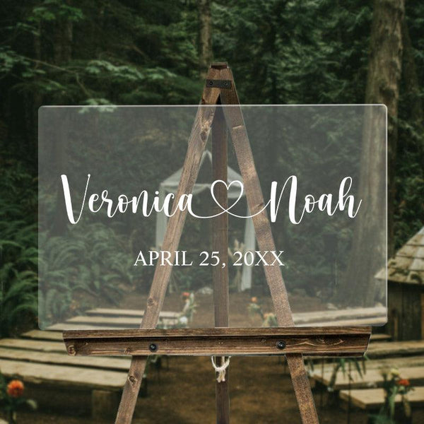 Cute Heart Wedding Welcome Sign, Acrylic Welcome Sign