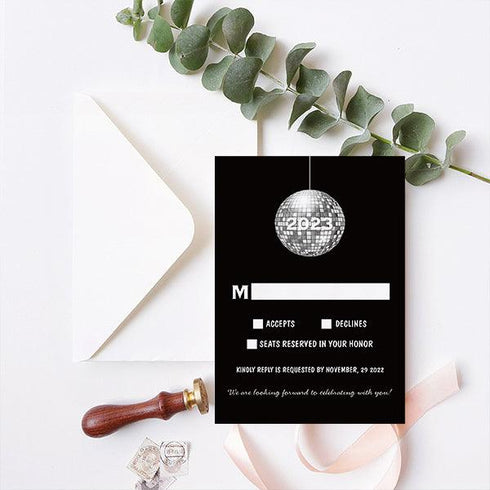 Disco ball new year's eve acrylic wedding Invitations CWIA126