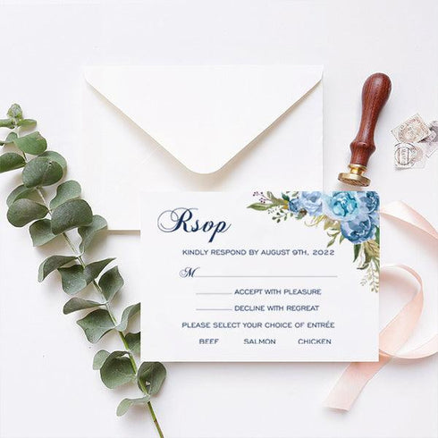 elegant dusty blue botanical acrylic wedding invitation CWIA12