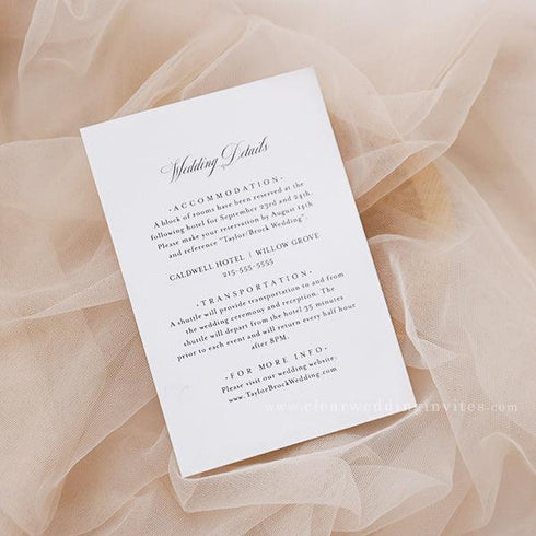 French blue ribbon simple calligraphy vellum wedding invitation CWIV10