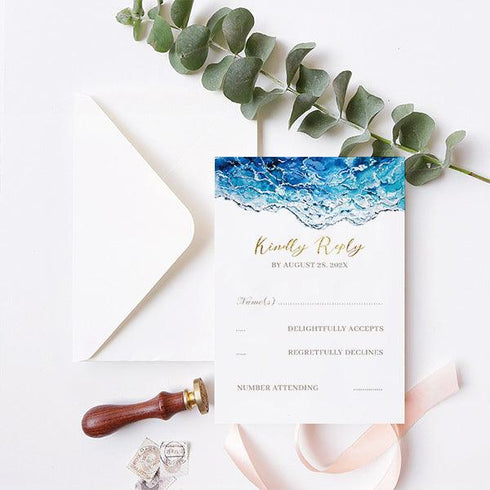 Ocean Wave Beach Nautical Acrylic Clear Wedding Invitations CWIA64