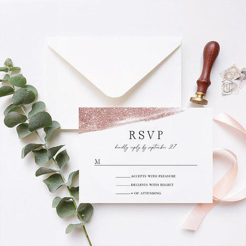 shine bright metallic faux rose gold brush stroke acrylic invitation CWIA97