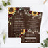 Sunflower and Burgundy Red Rose Rustic Wedding Invitations CWIF60
