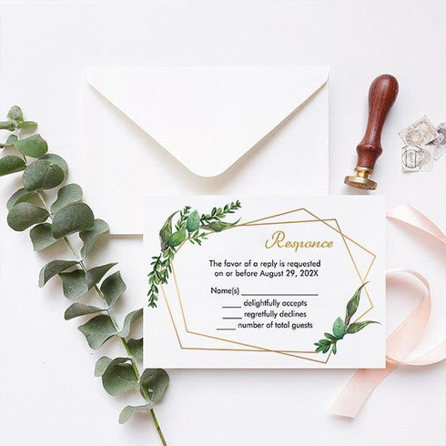 Tropical Greenery Geometric .04" Acrylic Wedding Invitations CWIA07
