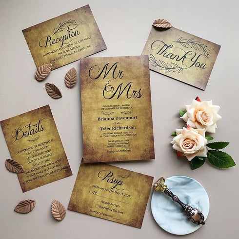 mr and mrs rustic laser cut wedding invitations CWIL42
