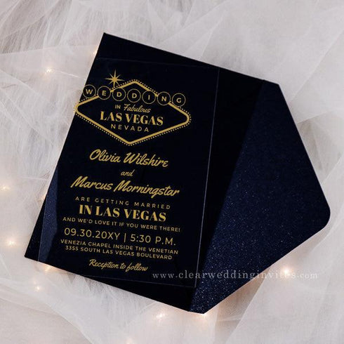 Fabulous Las Vegas Destination Transparent Wedding Invitation CWIA145