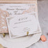 vintage style blush shimmer and rose gold glitter pocket wedding invitation CWIL95