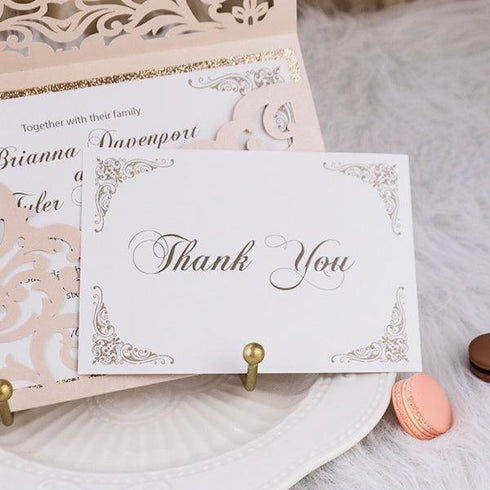 vintage style blush shimmer and rose gold glitter pocket wedding invitation CWIL95