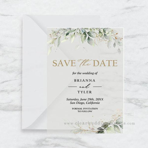 Rustic Watercolor Greenery Wedding Save the Date Acrylic Invitation CWISA15