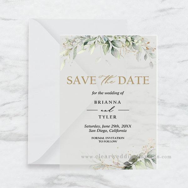 Rustic Watercolor Greenery Wedding Save the Date Acrylic Invitation CWISA15