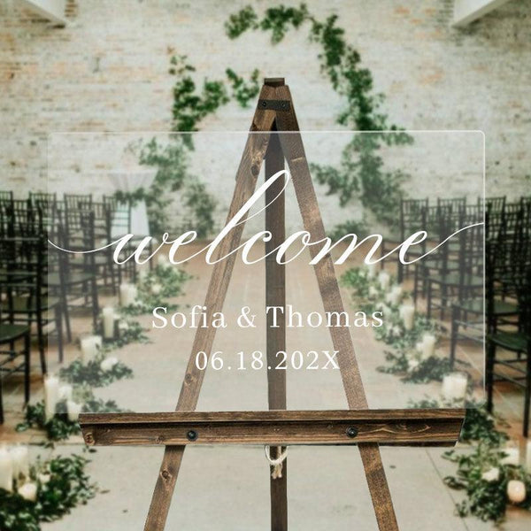 Simple Classic Calligraphy Acrylic Welcome Signs 3mm Thickness CWIWS01 - Clear Wedding Invites