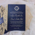 copper gold laser cut wedding invitations with navy cards and bands CWIL10