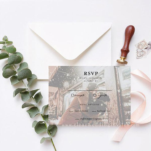 Budget Custom Photo Transparent Glass Wedding Invitation CWIA213