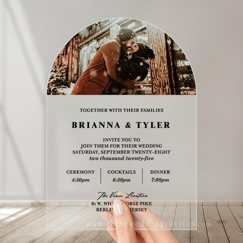 Budget Custom Photo Transparent Glass Wedding Invitation CWIA213
