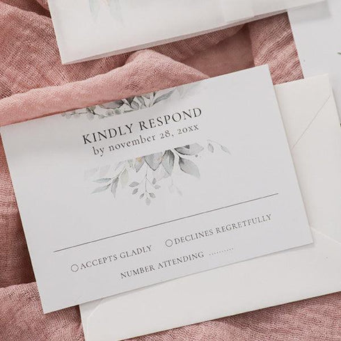 gorgeous light pink and greenery vellum wedding invitation CWIV27 - Clear Wedding Invites