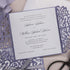 enchanting lavender laser cut wedding invitation with silver gray ribbon CWIL71