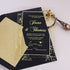 hand drawn floral gold frame black acrylic wedding invitation CWIA187