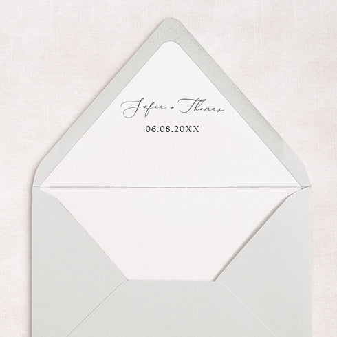 elegant script names minimal envelope liner CWIEL04