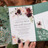 forest green with rustic masala florals pocket wedding invitations CWIL88