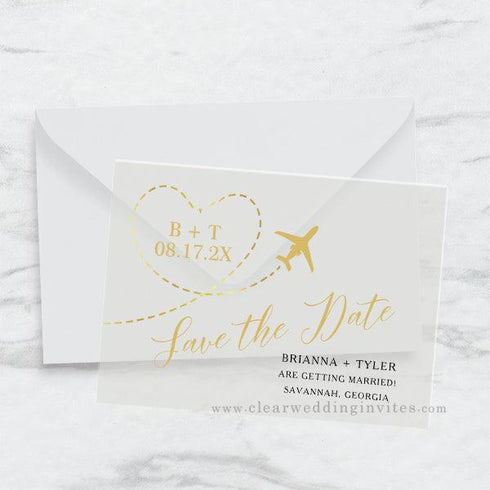 Gold Plane Destination Wedding Save the Date Invitation CWISA12