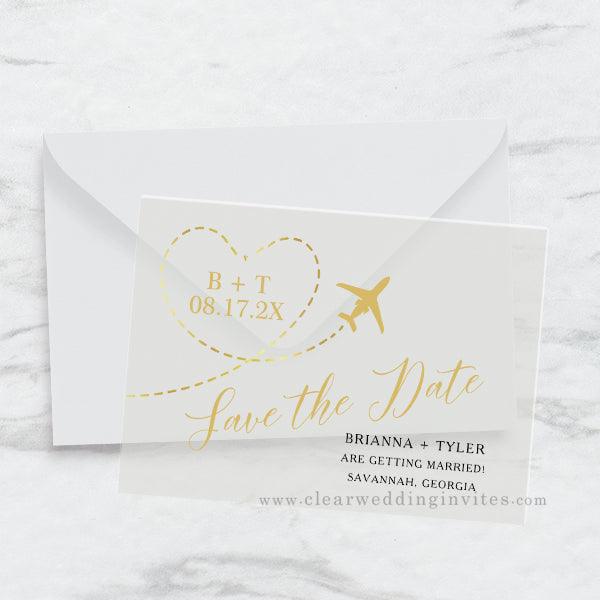 Gold Plane Destination Wedding Save the Date Invitation CWISA12