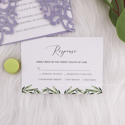 Romantic Watercolor Lavender and Olive Wedding Invitation CWIL94