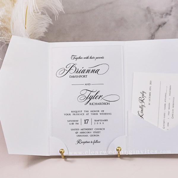 Black and White Pocket Acrylic Wedding Invitations CWIA209 – Clear ...