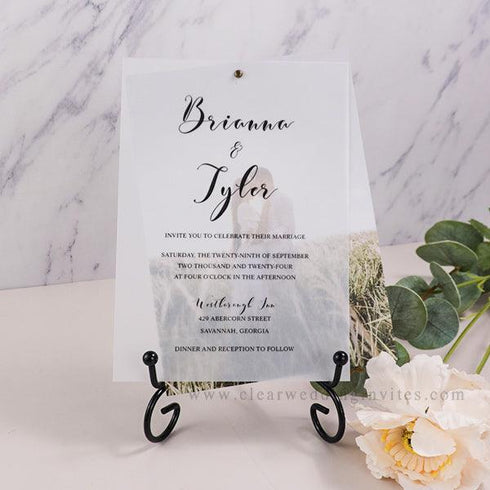 modern photo vellum layered wedding invitation CWIV35