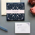 navy blue laser cut wedding invitation with blush pink belly band CWIL09