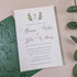 botanical olive leaf wedding invitations with matching green pocket CWIL25