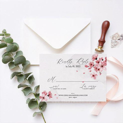 romantic cherry blossom early spring acrylic wedding invitations CWIA225